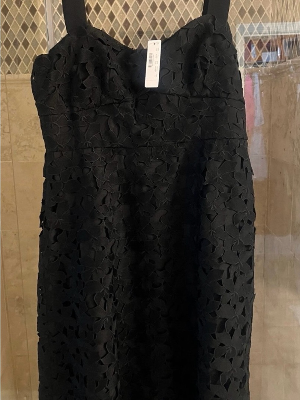 J.CREW Black Floral Lace A-Line Dress